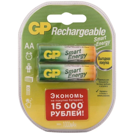 Фото для Батарейка аккумуляторная GP AA (HR06)пальчиковая 1000mAh BC2