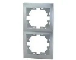 Рамка на 2 поста Lezard Mira вертикальная металлик серый 701-1000-152