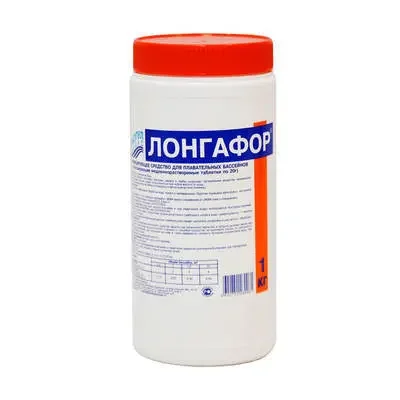 Фото для ЛОНГАФОР, 1кг, таблетки 20гр, медленнорастворимый хлор для непрерывной дезинфекции воды, (химия для бассейна)