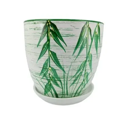 Фото для Горшок для цветов 1л Тюльпан-Тростник зеленый керамика