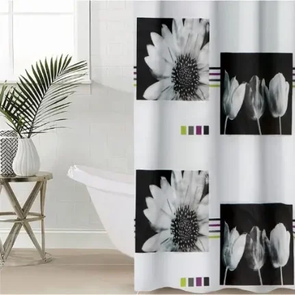 Фото для Штора для ванной комнаты «Белые цветы», 180х180 см EVA 1904041