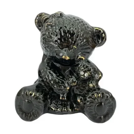 Фото для Копилка "Медведица с медвежонком", черная, глянец