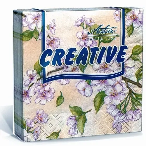 Салфетки бумажные Aster Creative 25х25 см 3-слойные 20 штук в упаковке