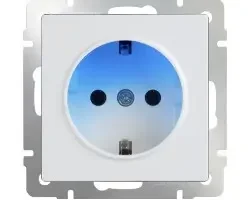Розетка с подсветкой с заземлением белая WL01-10-03