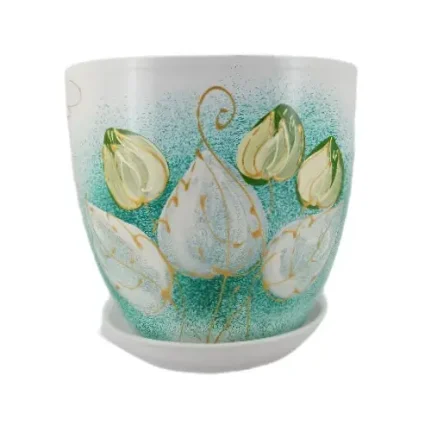 Фото для Горшок для цветов 5л Тюльпан-Пролесок зеленый керамика