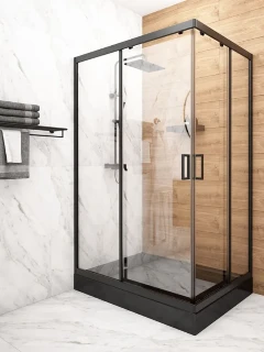 Фото для Душевой угол Universal PRO Black 120х80 прямоугольный, прозрачное стекло, черный