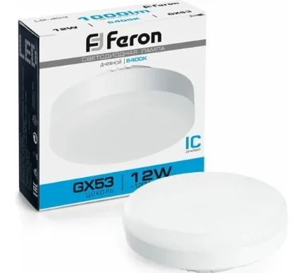 Лампа светодиодная Feron LB-453 GX53 12W 6400K таблетка 25868