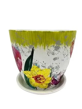 Фото для Горшок цветочный "Бутон Декупаж", д-21 см, 5,4 л, керамика, (в ассортименте)