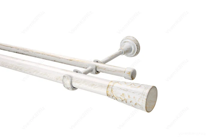 Фото для Карниз двухрядный составной Византия 360 см белый золото-патина