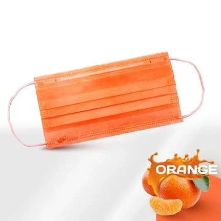 Маска медицинская 3-слойные с носовым фиксатором оранжевая 50 шт в упаковке