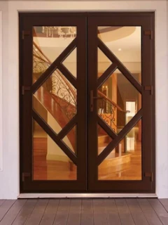 Фото для Двухстворчатые двери из алюминиевого профиля. Изготовление и установка
