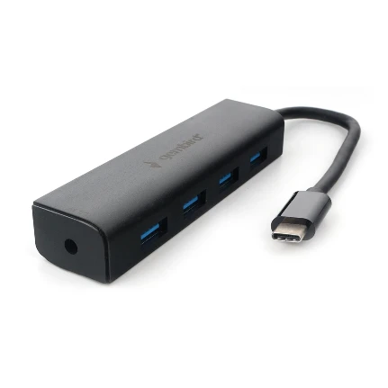 Фото для Концентратор USB-C 4порта Gembird UHB-C364 U3.0 , 4 порта, Type-C, с доп питанием, кабель 15 см