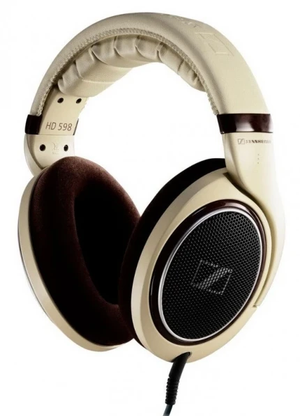 Фото для Наушники Sennheiser HD599 2.0, охватывающие, 12 Гц - 38500 Гц, 50?, проводной, кабель - 1.2 м, бежевый/серебристый, коричневый