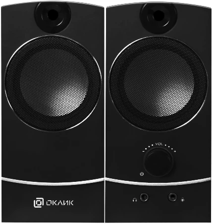 Фото для Колонки Oklick 2.0 OK-118 черный 4Вт, регуляторовы громкости на передней панели