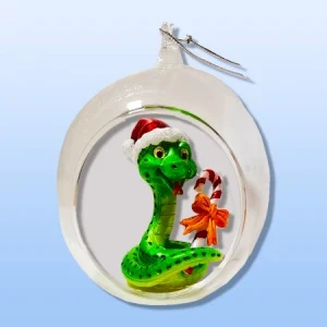 Фото для ИГРУШКА СТЕКЛЯННАЯ ШАР В УПАКОВКЕ 85ММ DARLENS ЗМЕЯ СИМВОЛ ГОДА