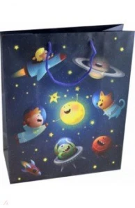 Фото для ПАКЕТ ПОДАРОЧНЫЙ 26*32*12,7СМ "ВЕСЕЛЫЙ КОСМОС"