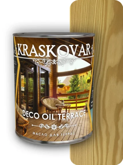 Фото для Масло для террас Kraskovar Deco Oil Terrace Бесцветный 0,75 л