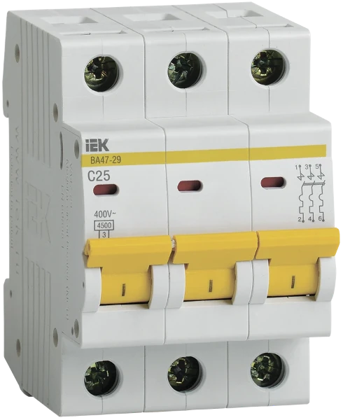 Фото для Выключатель автоматич. ВА47-29 3P 25А (С) ИЭК