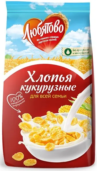 Завтрак сухой Любятово 300гр хлопья кукурузные м/у*12