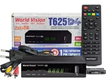 Фото для Эфирный цифровой приёмник World Vision T625D4 DVB-T2/C/IPTV (H.265, кнопки на корпусе)