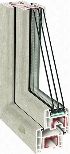Трехстворчатое окно ПВХ 1350*2000, 3к- профиль 60мм