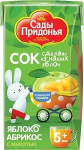 Фото для Сок Сады придонья 125мл Яблоко/абрикос с 5-ти мес б/с*18