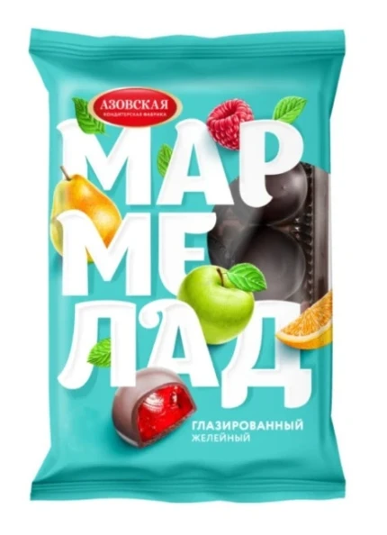 Фото для Мармелад Азовская КФ 250гр желейный глазированный*12