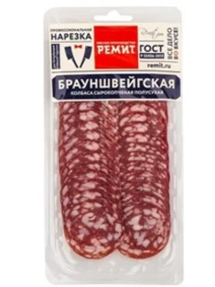 Фото для Колбаса Брауншвейгская 100гр с/к в/у нарезка Ремит