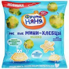 Фото для Хлебцы мини ФрутоНяня 30гр рисовые с яблоко и прибиотиком*9