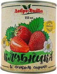 Фото для Клубника ДоброВита 425мл в легком сиропе ж/б*24 Китай