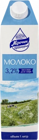 Фото для Молоко Молочное Приамурье 1л 3,2% питьевое ультрапастеризованное*12