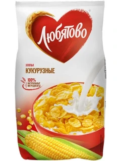 Фото для Завтрак сухой Любятово 600гр хлопья кукурузные ц/п*7