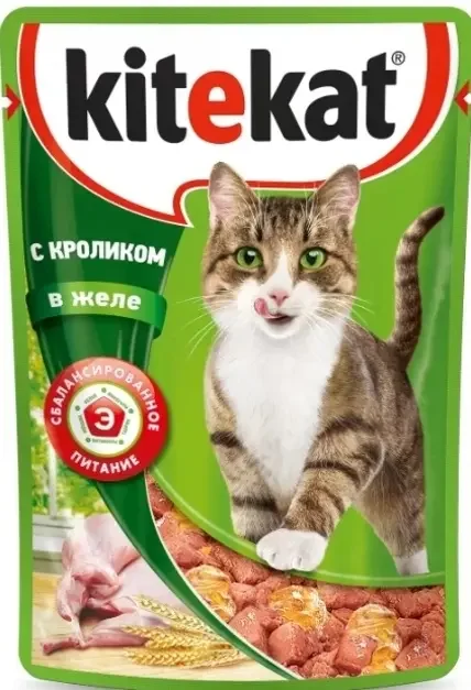 Фото для Kitekat Влажный корм для кошек, с кроликом в желе, 85 г