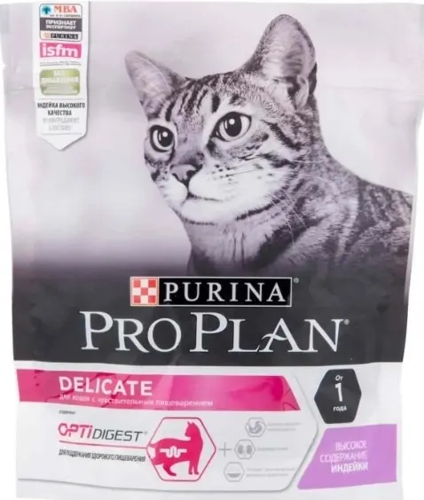 Про План Delicate сухой корм д/кошек с чувствительным пищеварением, с индейкой 400 г
