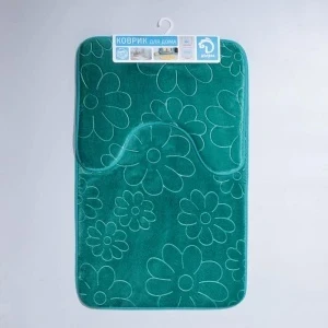 Фото для Набор ковриков для ванны и туалета ПОЛЕ 39х50 см/50х80 см зеленый