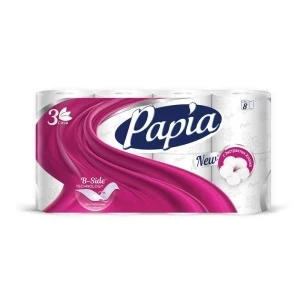 Фото для Бумага туалетная PAPIA 3 сл 8 рул по 7