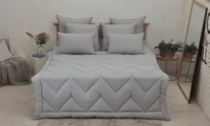 Фото для Подушка Софт Страйп 50х70см (SOFT STRIP) Стег. леб.пух на молнии Серый