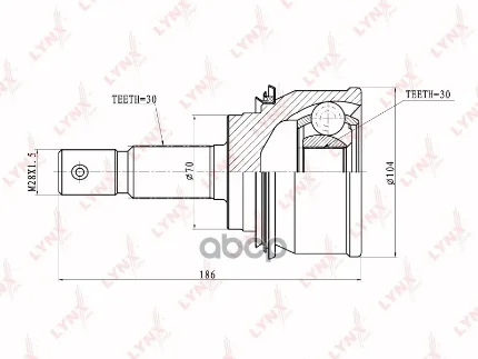 Фото для Шрус To [To-67] 30x70x30 Lynx Co7544 To Hilux Surf Kzn215 2002-2005, Land Cruiser Prado 120 2002- LYNXauto арт. CO7544