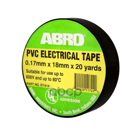 Фото для Изолента Abro 19мм Х 10м [17x18x20] Черная Термостойкая (32808) Et-914 ABRO арт. ET-914
