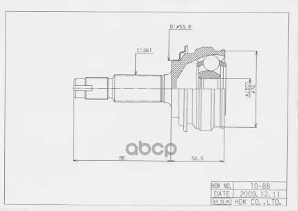 Фото для Шрус To [To-88] 20x55.6x26 Hdk To-088 Vitz Cp90 HDK арт. TO-088
