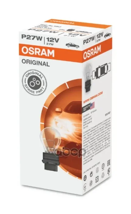 Фото для А/Лампа P27w 12v W2.5x16g Osram 3156 (Tundra) Пластиковый Цоколь Osram арт. 3156