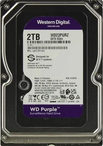Фото для Жесткий диск SATA 2TB 6GB/S 64MB PURPLE WD23PURZ WDC