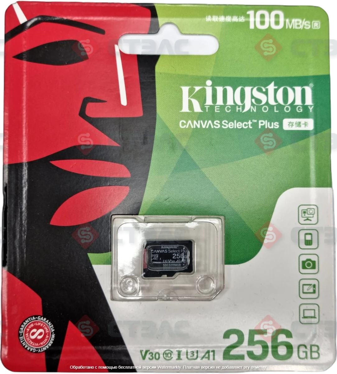 kartapamyatikingstonmicrosdxc256gbclass10canvasselectplusa1bezadaptera