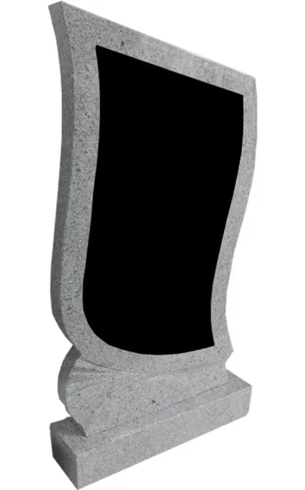 Фото для Памятник вертикальный из светло-серого гранита со вставкой из черного гранита ВБА-3