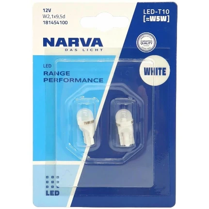 Фото для Лампа светодиодная Narva LED Range Performance W5W (W2.1x9.5d, T10), 12В, 0.6Вт (соответствует 5Вт), 6000К, комплект 2 шт, арт. 