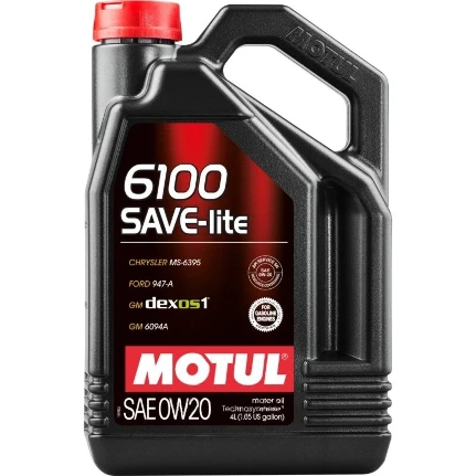 Фото для Масло моторное Motul 6100 Save-lite 0W20 синтетическое, API SN, ILSAC GF-5 для бензинового двигателя, 4л, арт. 108004