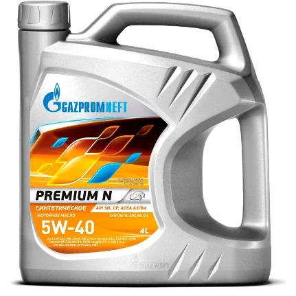 Фото для Масло моторное Gazpromneft Premium N 5w40, синтетическое, API SN/CF, ACEA A3/B3/B4, универсальное, 4л, арт. 253140423