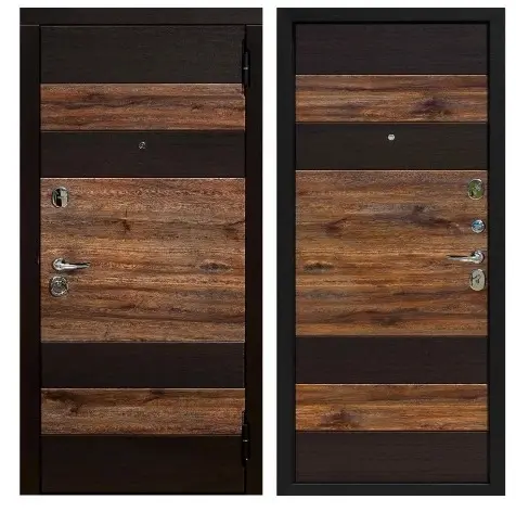 Дверь входная металлическая Оксфорд Венге темный / Дуб бомонд лофт 9,5 см