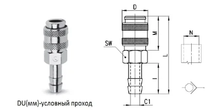 Фото для Фитинг рапид мама - елочка 10мм металл CAMOZZI
