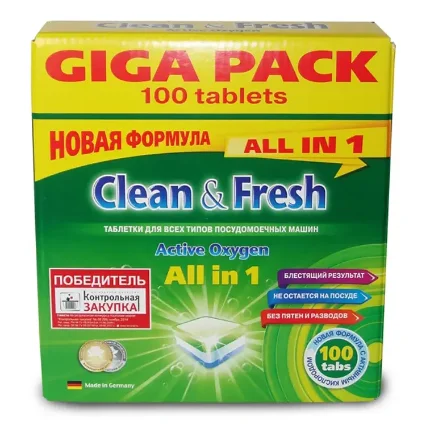 Фото для Таблетки для посудомоечной машины CLEAN & FRESH All-in-1 100шт